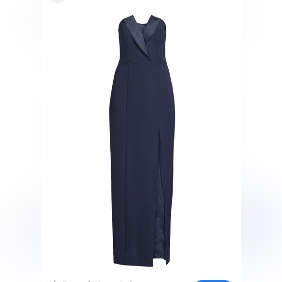 Luv Foster Navy Blue crepe strapless gown